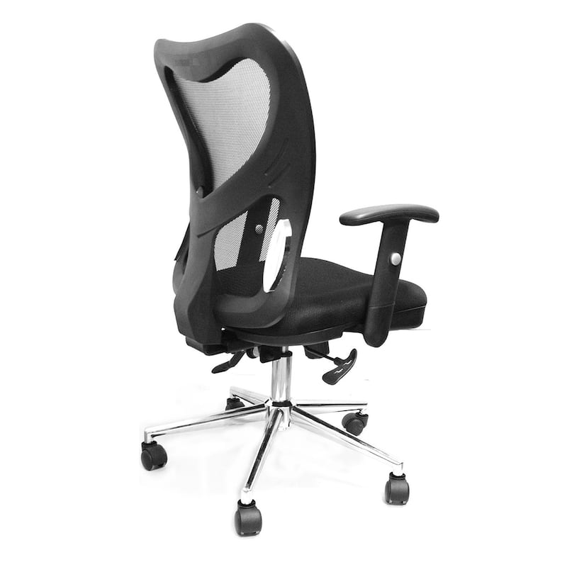 Heightadjustable Padded armrest High Back Mesh Office Chair With Chrome Base and Tension