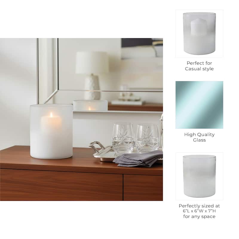 Glass Frosted Finish Pillar Candle Holder - Clear