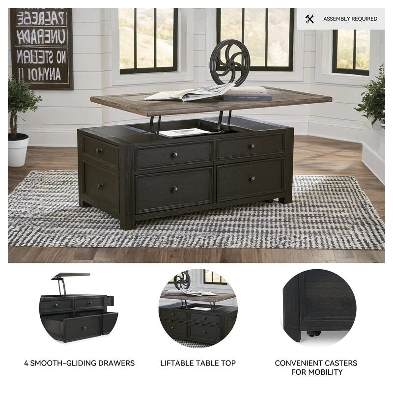 Tyler Creek Casual Lift Top Cocktail Table Grayish Brown/Black