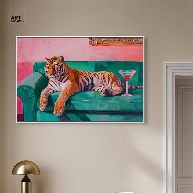 Lounging Tiger Canvas by Art Remedy