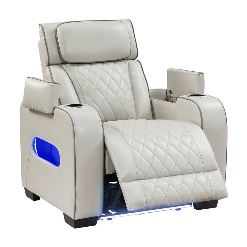 Ezra 37.5" Faux Leather Power Recliner - Power Heatrest, Cup Holders