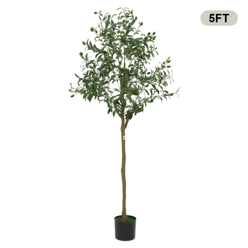 Olive Tree Artificial Plant In Black Pot - 5 FT