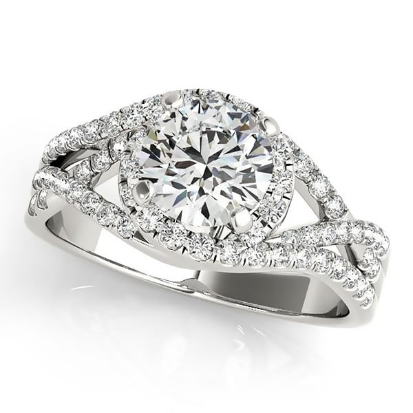 Auriya 14k Gold Modern 1ct Moissanite Halo Diamond Engagement Ring 3/8ctw. Opens flyout.