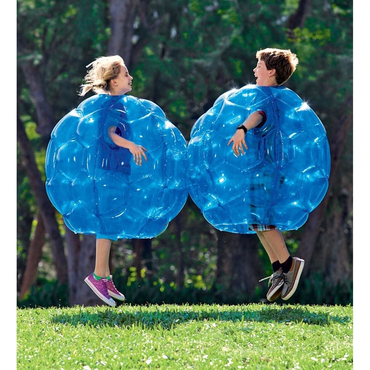 HearthSong Set of Two 36 Blue Inflatable Buddy Bumper Wearable Balls, Hold 