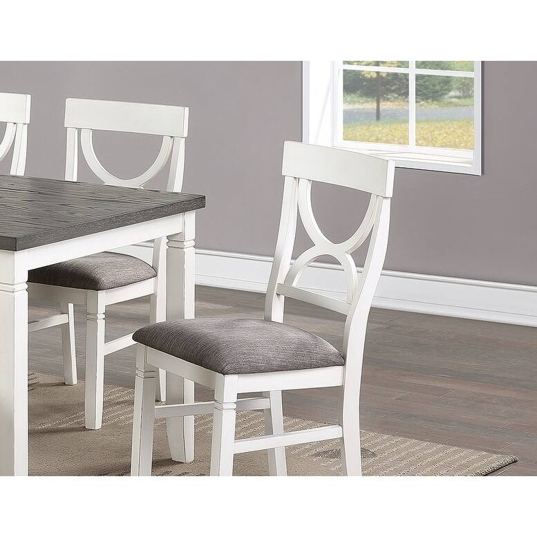 Dining Room Furniture White 6pc Dining Set Table 4 Side Chairs and A Bench Rubberwood MDF
