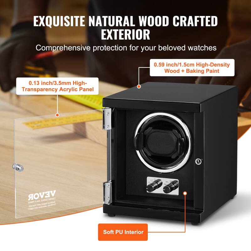 VEVOR Watch Winder with 1-8 for Men's and Women's Automatic Watches with Super Quiet Japanese Mabuchi Motors LED Lights