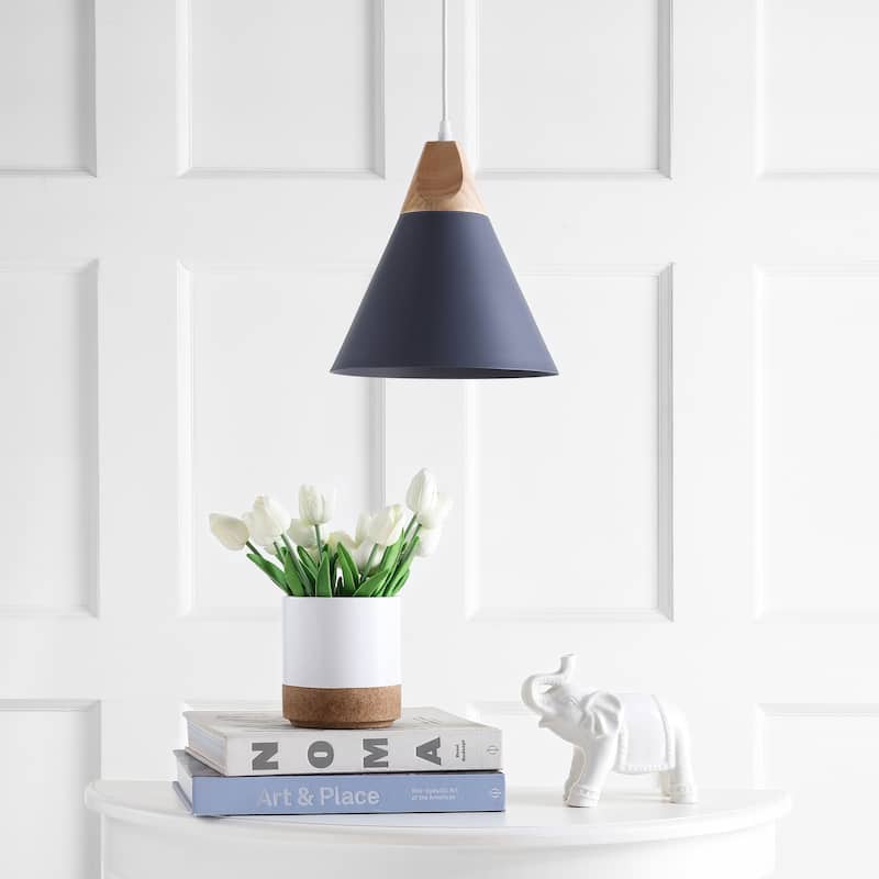 SAFAVIEH Lighting Cila Adjustable 1-light LED Grey Pendant - 10"x10"x12.9-84.9"