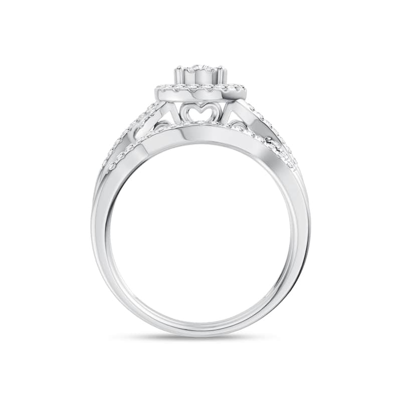 3/8Ct TDW Diamond Halo Twist Shank Bridal Set in 10K Gold for Women