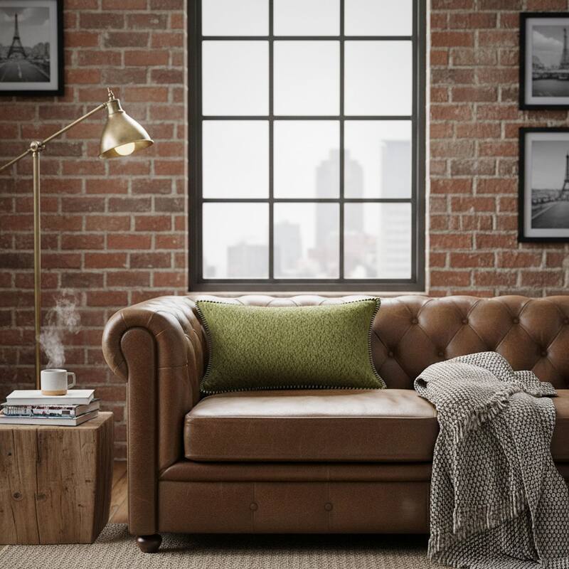 Textured Throw Pillow with Stitched Contrast Edge Set of 2