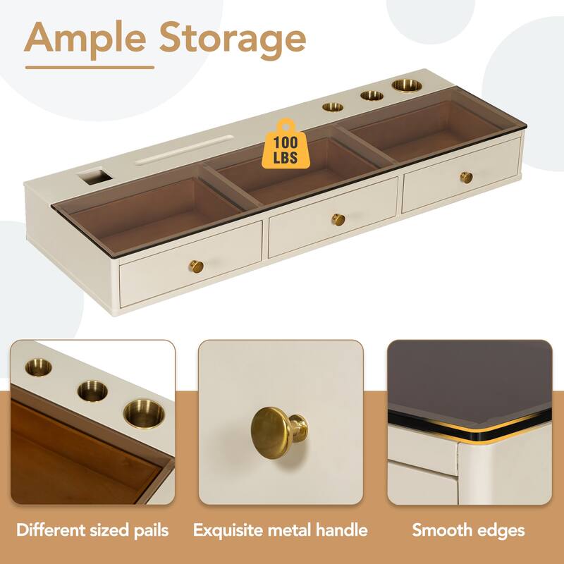 47'' Floating Vanity Shelf with Drawer, Wall-Mounted Makeup Desk, Space-Saving Floating Table for Bedroom & Bathroom