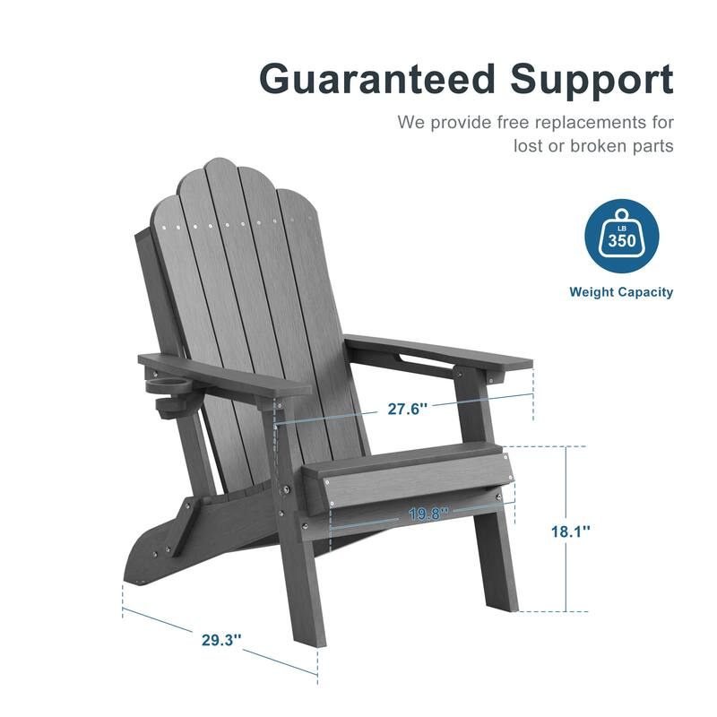 HDPE All-Weather Folding Adirondack Chair with Cup Holder