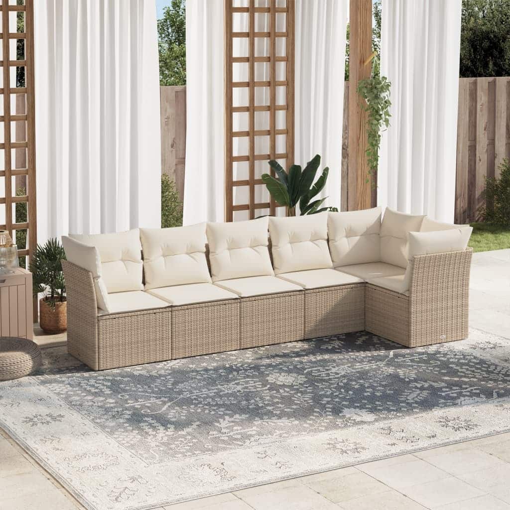 vidaXL Garden Sofa Set Beige Poly Rattan Large UV-resistant materials - 24.4 x 24.4 x 27.2