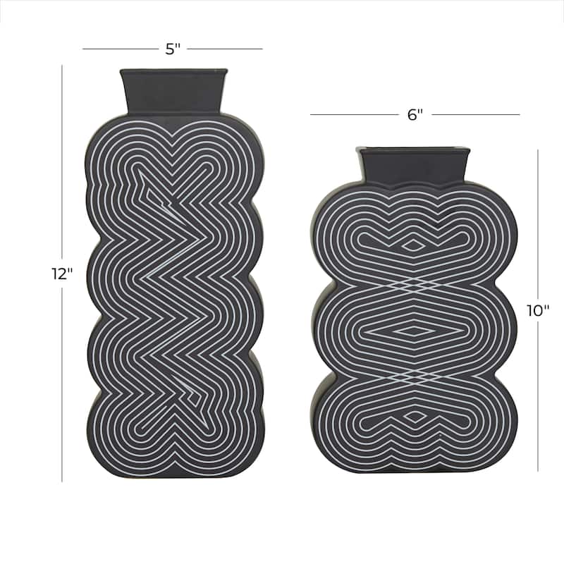 Ceramic Vase - Set of 2 Black - CosmoLiving by Cosmopolitan - 3"W x 5"L x 12"H