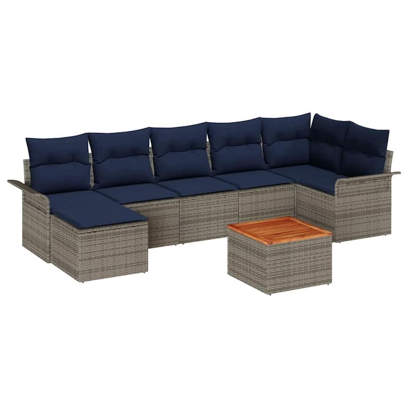 vidaXL 8 Piece Garden Sofa Set with Cushions - 117.1×52.2×27.2