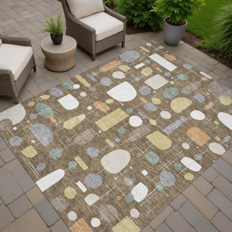 Machine Washable Indoor/ Outdoor Contemporary Fun Chantille Rug