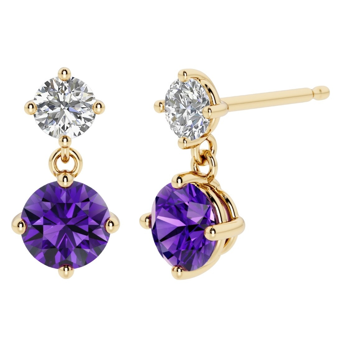 Oravo Gemstone Drop Earrings in Yellow Gold Plated Sterling Silver