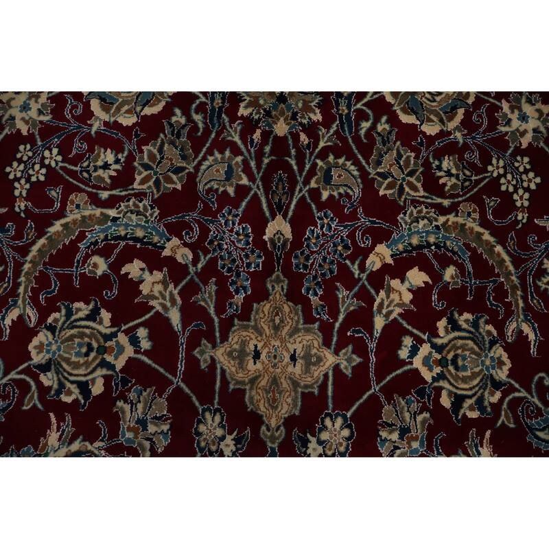 Hand Knotted Oriental 100% Wool Carpet Traditional Floral Red Nain Area Rug - 19' 0'' X 12' 10''