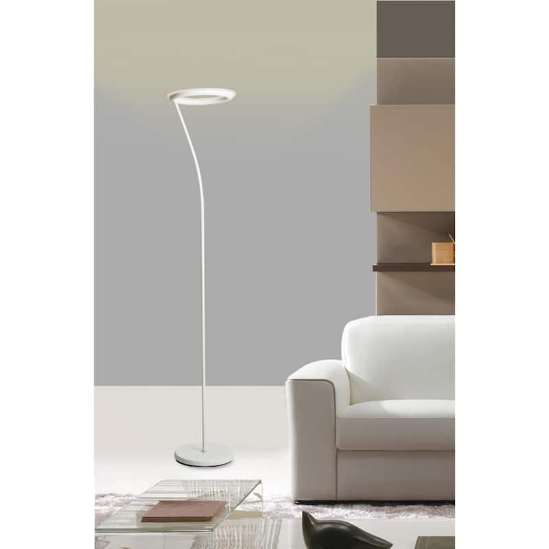 Contemporary 73-Inch White LED Torchiere Floor Lamp Dimmable, Adjustable White Light, Integrated A15 LED Bulb