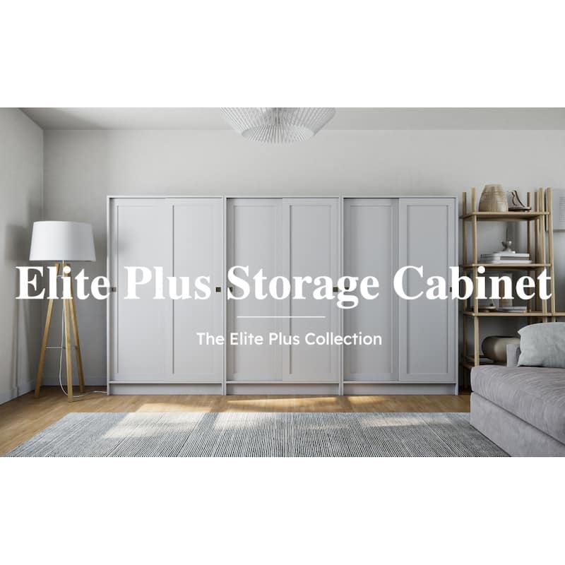 Prepac Elite Plus 38" W White Storage Cabinet, 65" Tall Pantry Cupboard with 2 Fixed and 4 Adjustable Shelves