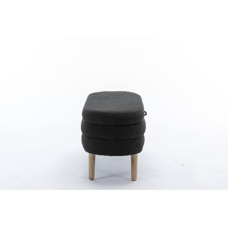 Boucle Fabric Storage Bench