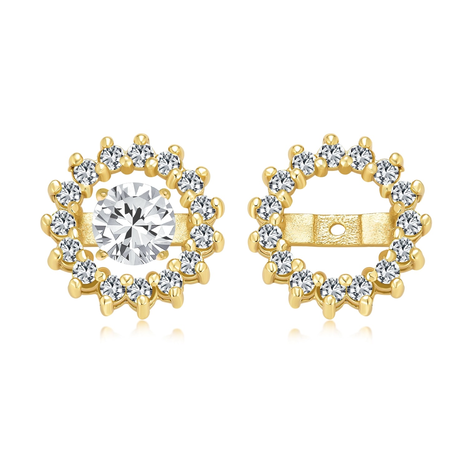 14k White Gold Cubic Zirconia Cz Stud Ear Jacket Jackets For Studs Fine Jewelry Gifts For Women For Her 14k White Gold Cubic Zirconia Cz Stud Ear Jacket Jackets For Studs Fine Jewelry Gifts For Women For Her