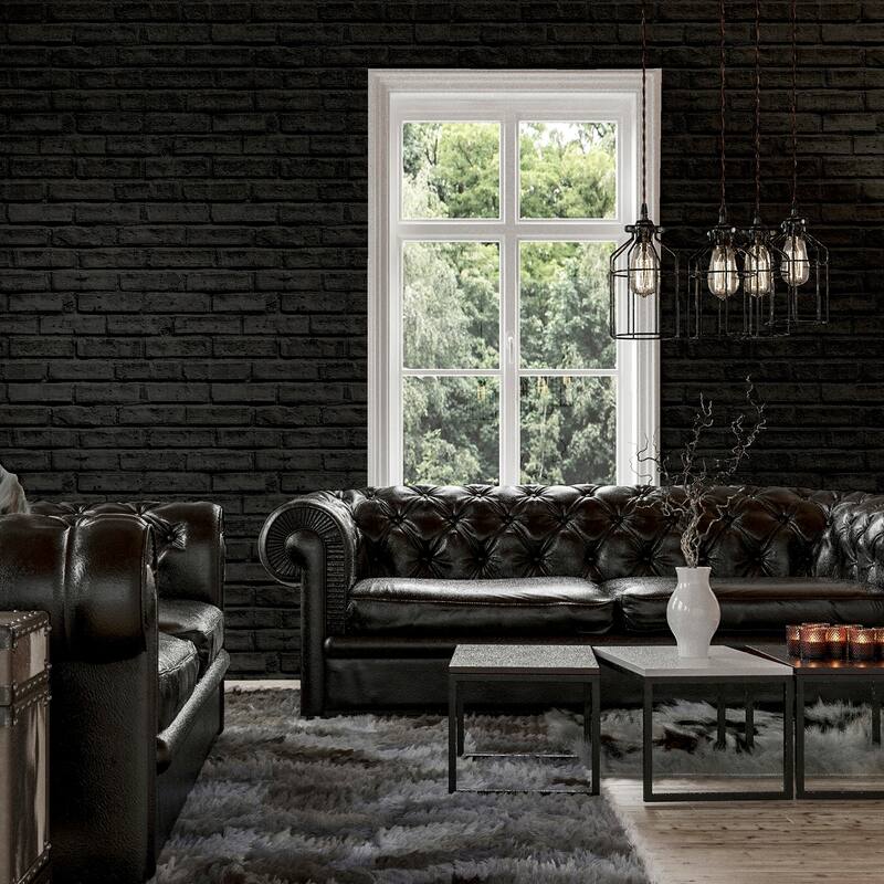 Arthouse Abner Black Brick Wallpaper