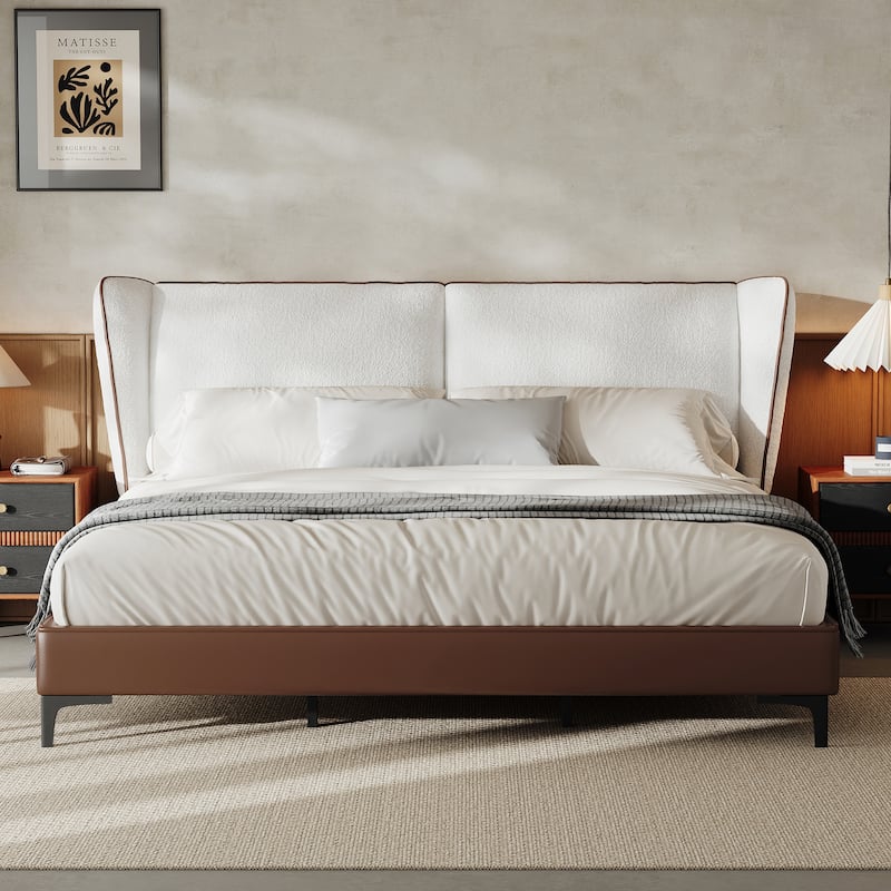 Christopher Knight Home - Nimbus Modern Upholstered Platform Bed with Wingback Headboard