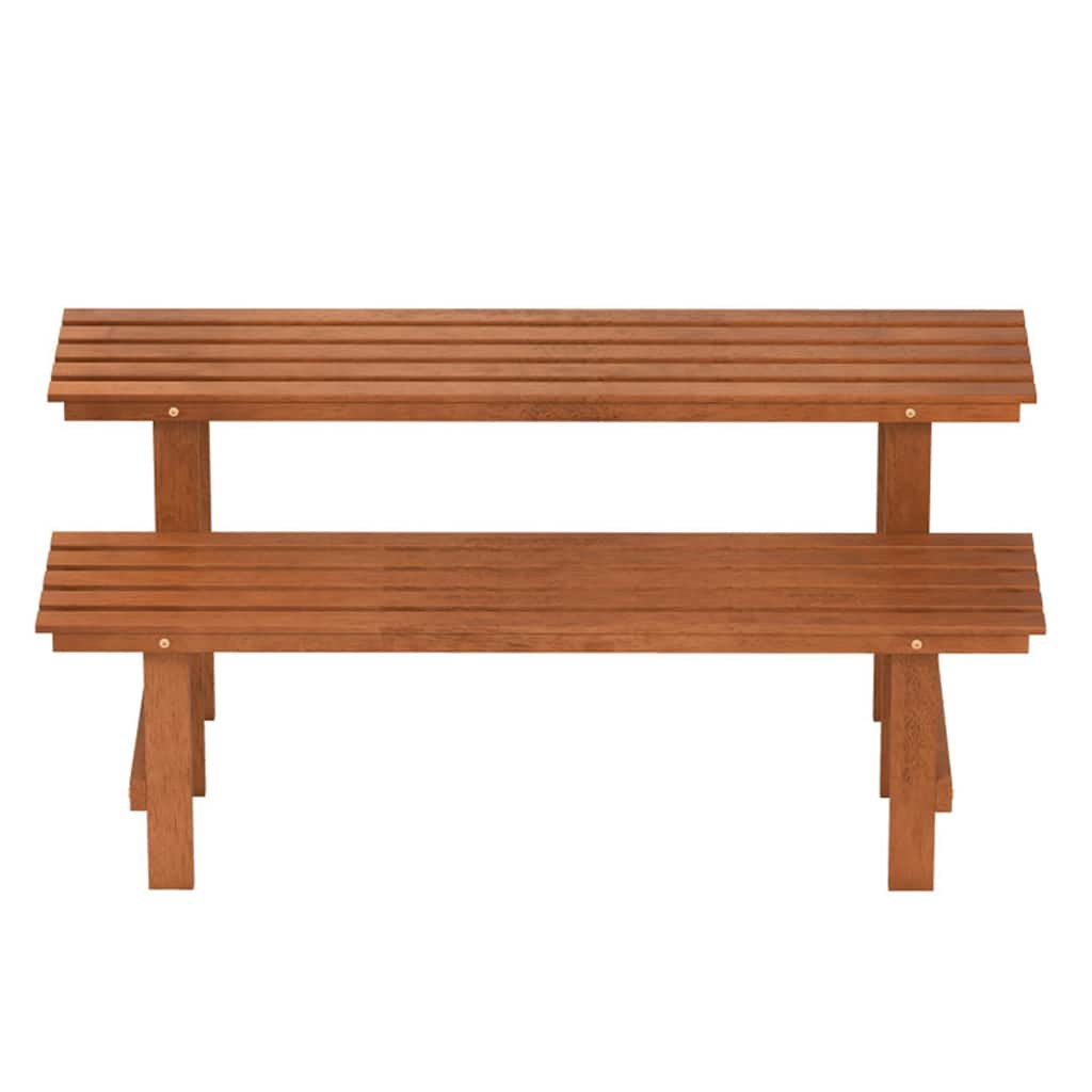2-Tier Wooden Plant Rack Ladder Shelf with Slatted Shelves for Indoor and Outdoor Use - 23" x 22" x 48" (L x W x H)