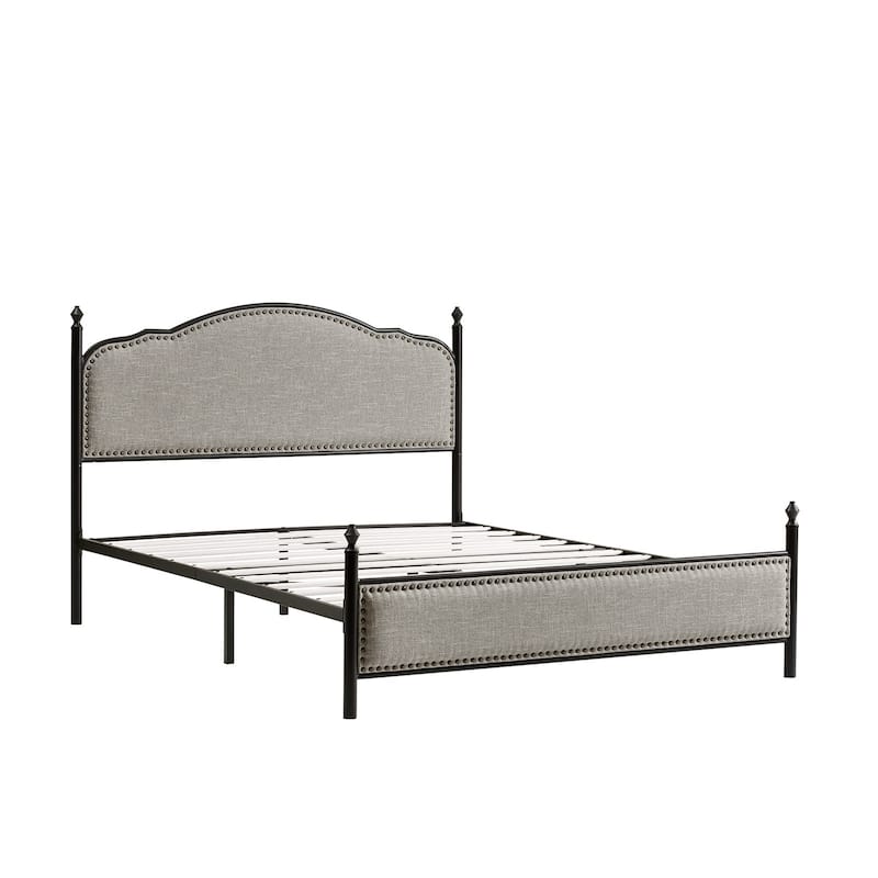 Dimas Modern King Size Upholstered Platform Bed with Metal Legs