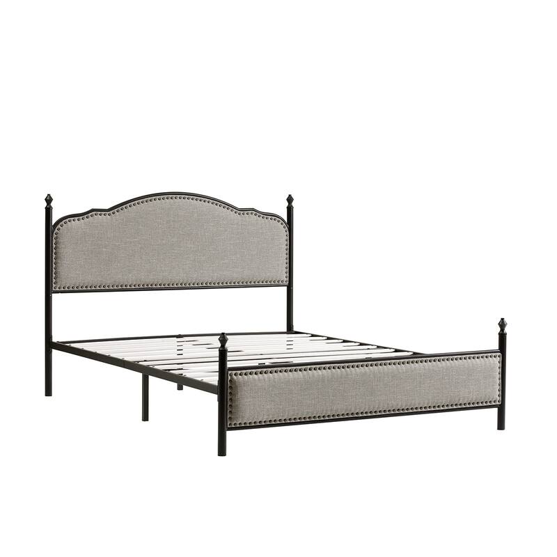 Dimas Modern Queen Size Upholstered Platform Bed with Metal Legs