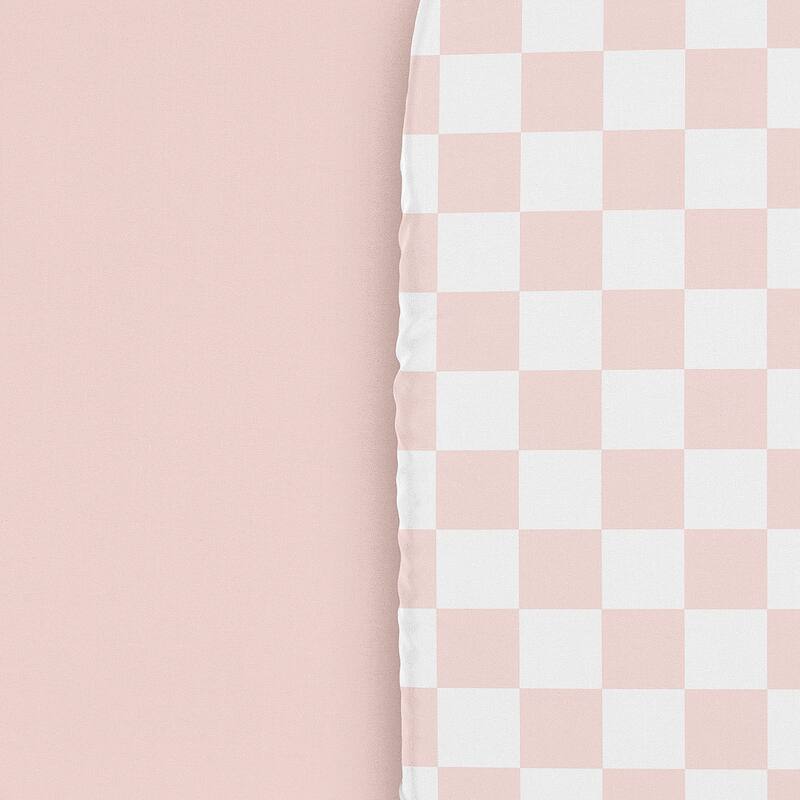 Sweet Jojo Designs Pink Gingham Checkered Plaid Girl 2 Pack Baby Bassinet Fitted Sheets - Solid Blush and Vintage, Checkerboard