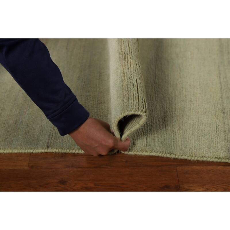 Green Gabbeh Modern Foyer Rug Handmade Wool Carpet - 2'7"x 3'11"