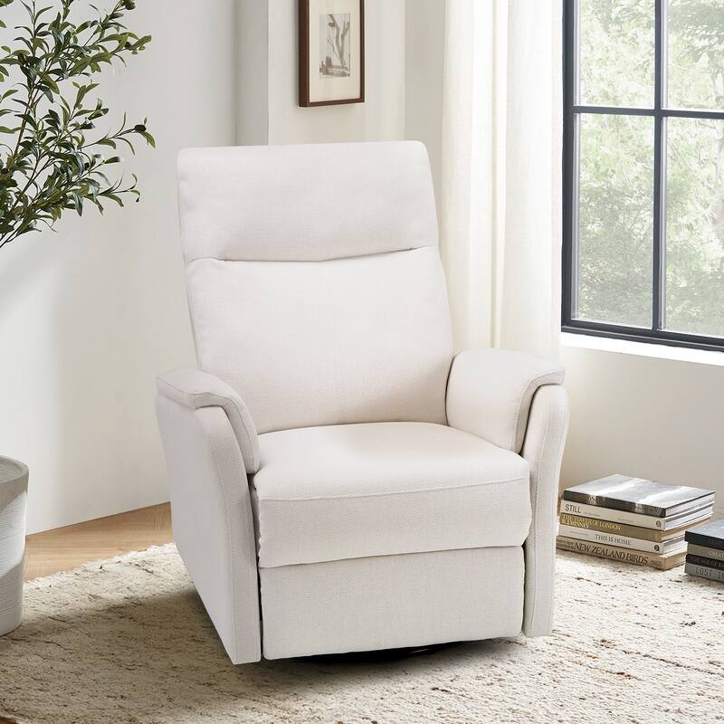 Fabric Recliner Sofa Chair - Swivel Rocking with XL Footrest - Single Seat for Living Room