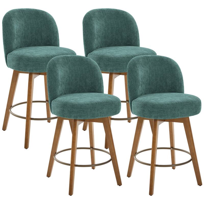 Fabric Upholstered Counter Height Swivel Bar Stools - 37.8"H x 19.7"W x 23.2"D