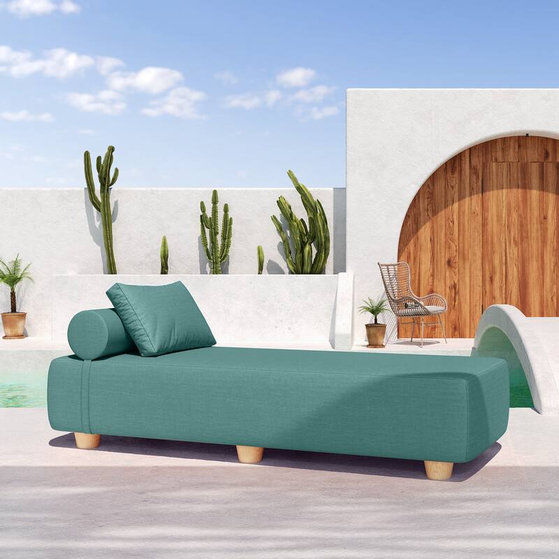 Jaxx Alvy Outdoor Sun Lounger - Luxurious Sunbed with Wood Feet Sunbrella