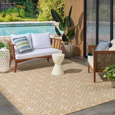 Nourison Sandy Indoor / Outdoor Blue Moroccan Area Rug