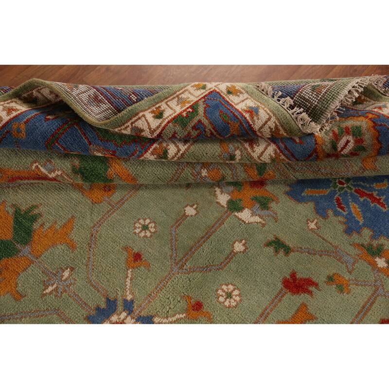 Green Heriz Serapi Indian Area Rug Handmade Wool Carpet - 8'10" x 11'9"