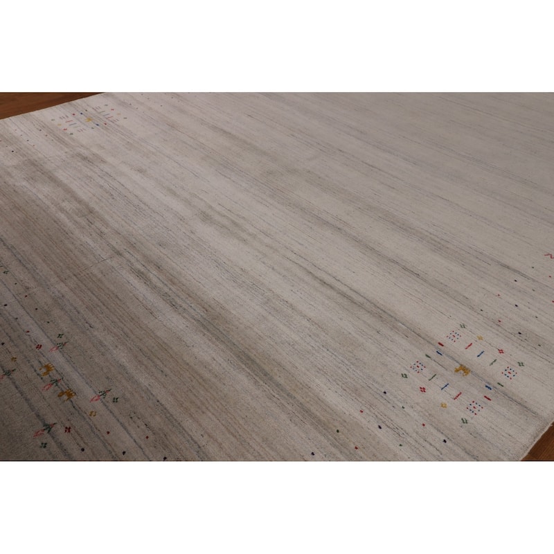 Tribal Gabbeh Indian Area Rug Hand-Knotted Wool Carpet - 8'6" x 11'7"