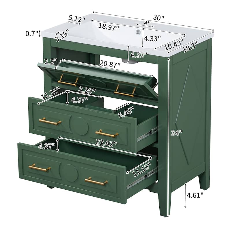 Freestanding Single Dresser Set with 3 Drawers
