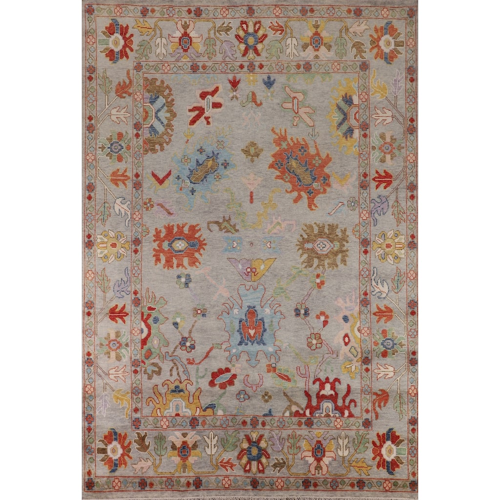 Floral Oushak Oriental Area Rug Handmade Transitional Wool Carpet - 8'9"x 11'9"