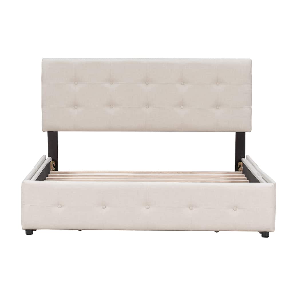 Upholstered Platform Bed with Classic Headboard