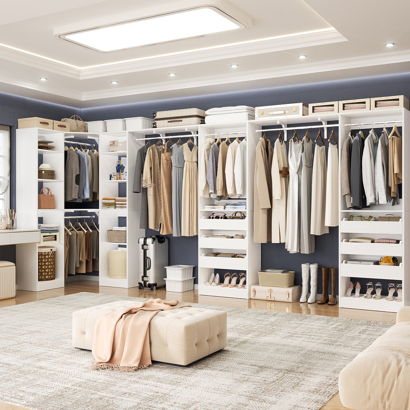 tom　クローゼット 99''-159'' Freestanding Corner Closet System Set, Reversible