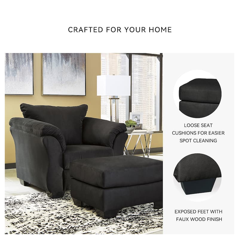 Signature Design by Ashley Darcy Contemporary Black Ottoman