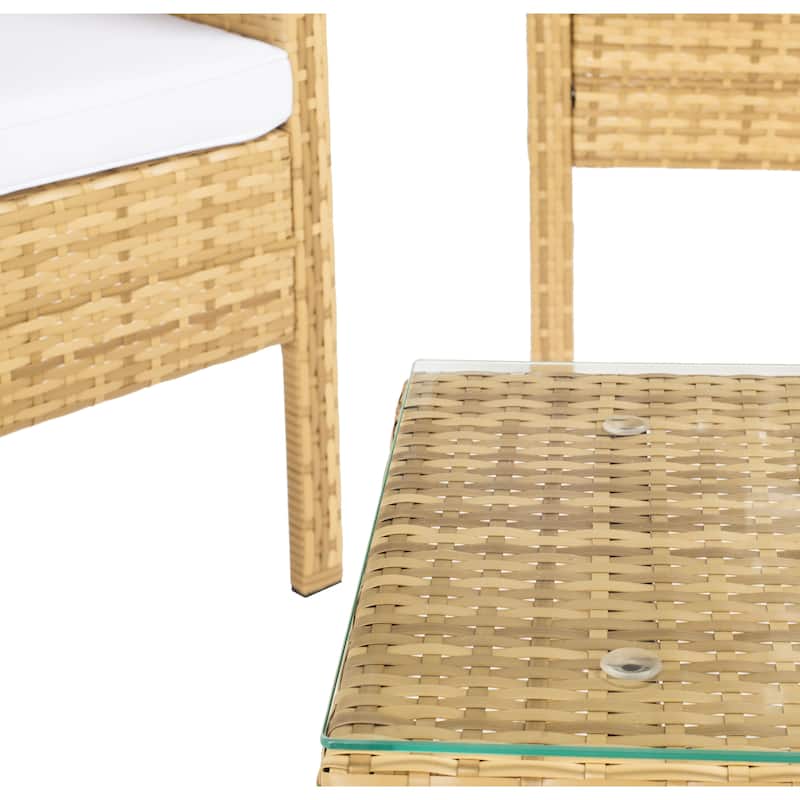 SAFAVIEH Outdoor Aboka Wicker/ Steel 4-piece Patio Conversation Set