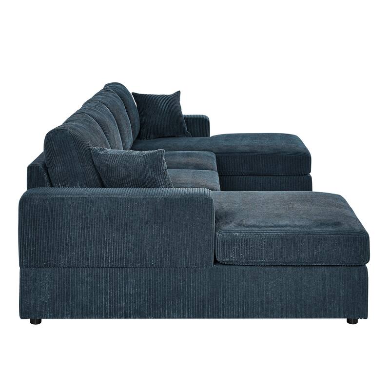 3 - Piece Corduroy Double-Chaise Sectional with engineered wood frame,foam-filled cushions,corduroy upholstery