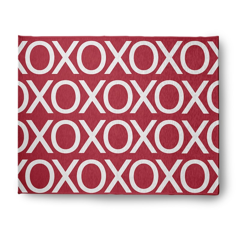 Hugs and Kisses Valentines Chenille Rug - Brick - 8' x 10'