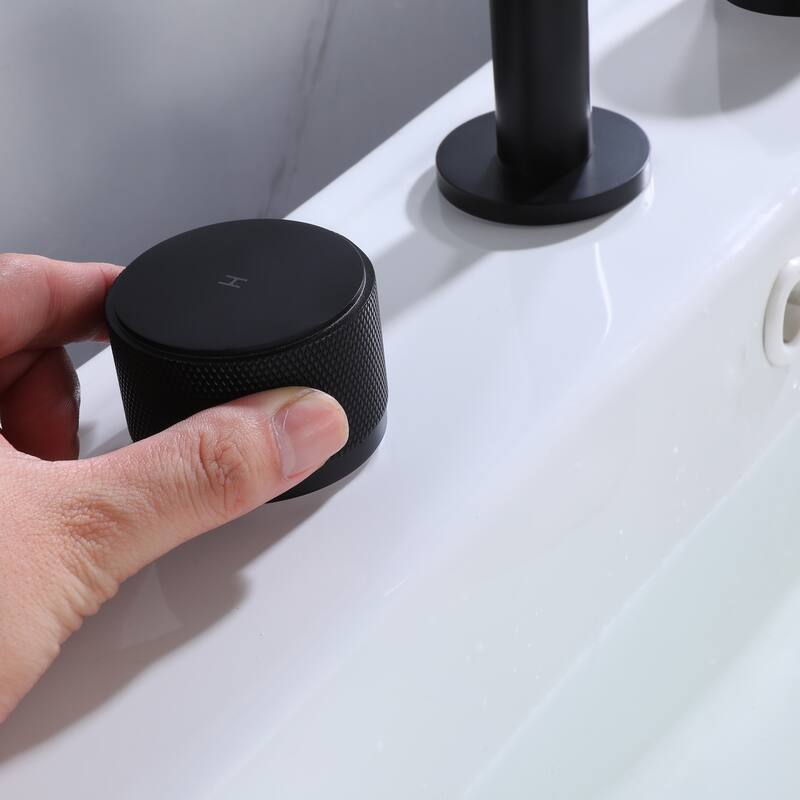 9.7"H Solid Brass Widespread Dual Knob Handles Bathroom Faucets