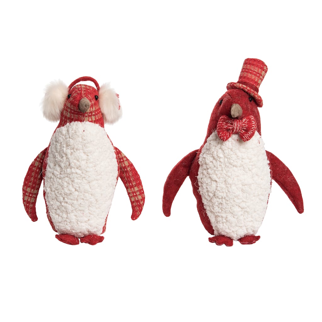 Transpac Plush Holiday Penguin Sitter Set of 2 Christmas Home Decorations