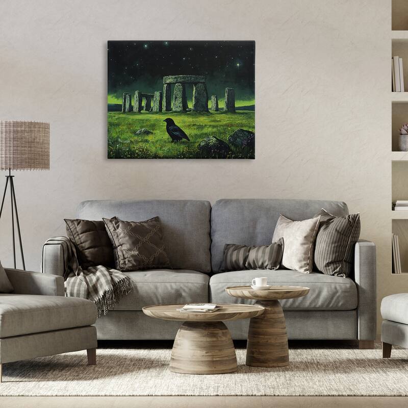Stupell Crow & Stonehenge at Night Canvas Wall Art Design By Tom Crehan