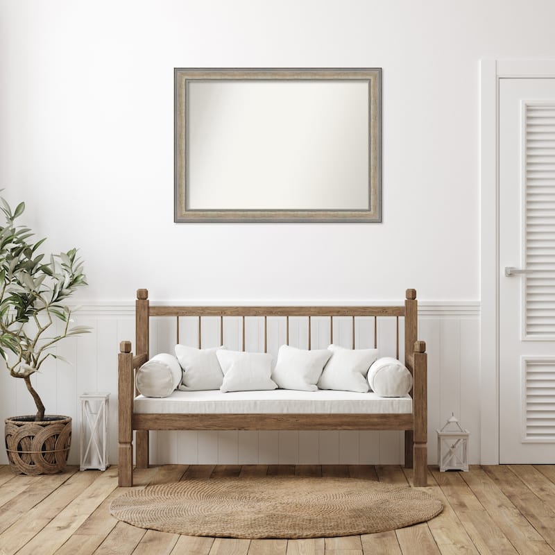 Fleur Silver Non-Beveled Wood Framed Wall Mirror - Fleur Champagne Silver